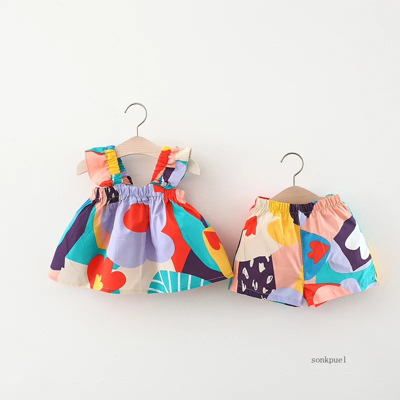 Baby Girls Summer Floral Vest and Pants Set