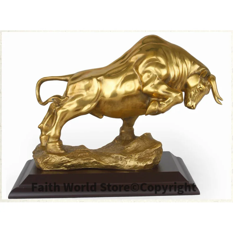 BEST Business gift -2025 TOP COOL Home office efficacious fortune Mascot Money Drawing Charging Bull cattle Bronze art statue