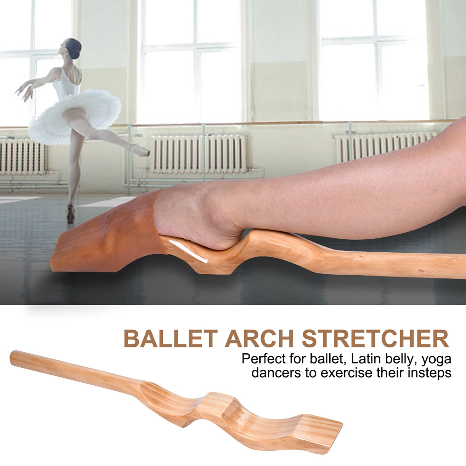 Arch Stretcher Ballet Accessory Wooden Ballet Dance Foot Stretch Stretcher Arch Enhancer with Elastic Band Ballet Foot Stretcher