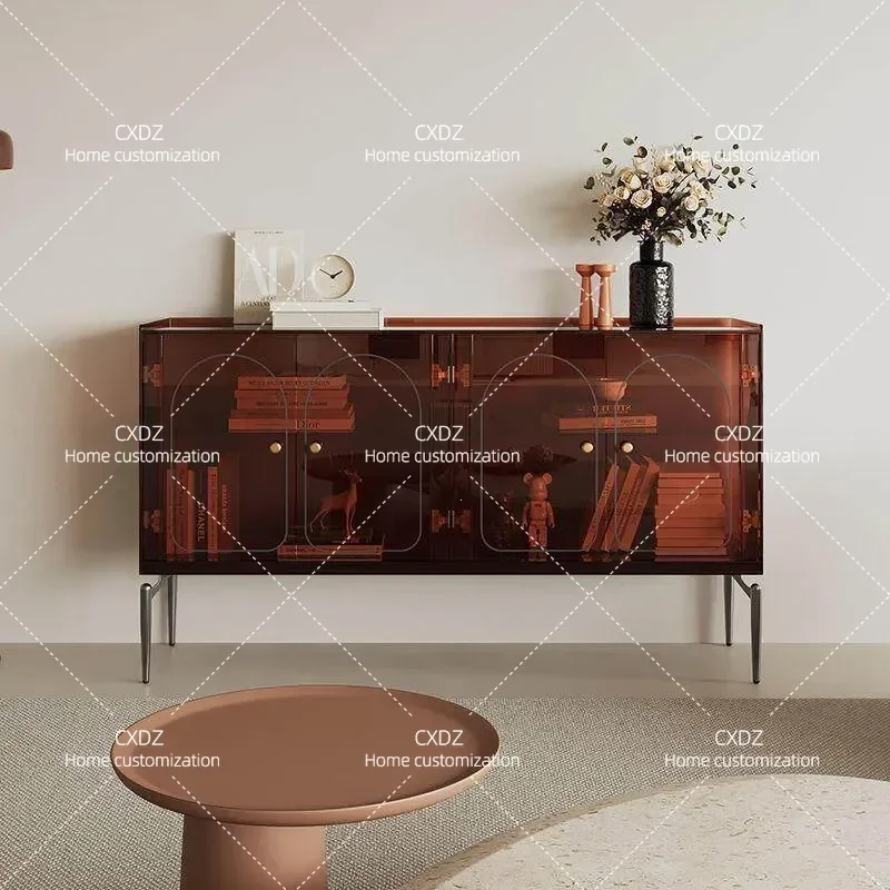 Italian Minimalist Acrylic Side Cabinet for Dining Room Living Room Porch Wall Mounted Tea Wine Storage Locker Console Table