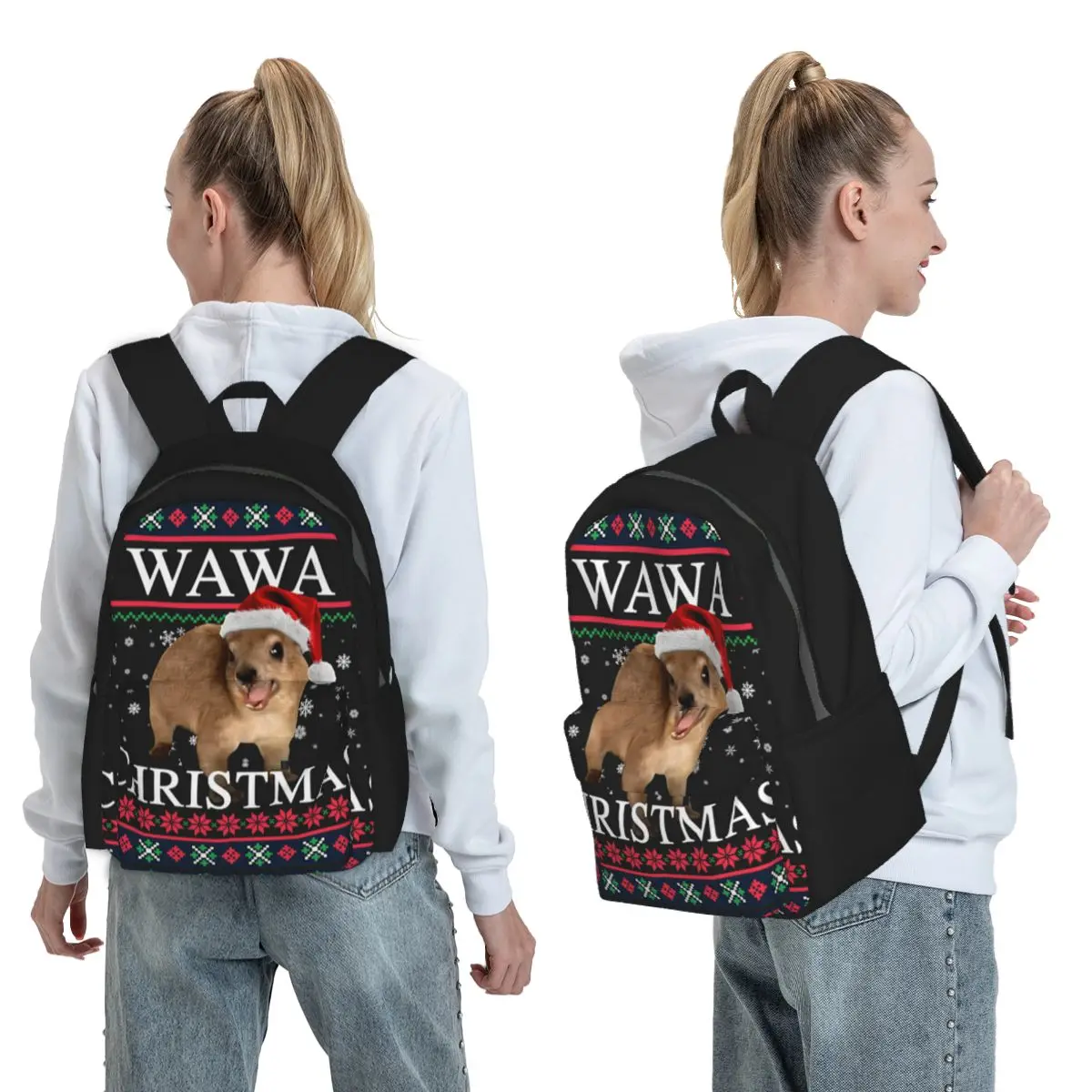 

Rock Hyrax Wawa Christmas Ugly Style Backpack Boys Girls BookBag Children School Bag Laptop Shoulder Bags for Men Women