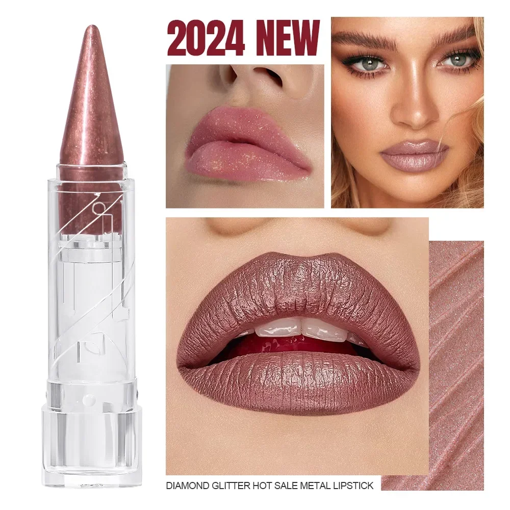 6 สี Pearlescent Velvet ลิปสติกปากกาอเนกประสงค์ยาวนานชุ่มชื่นกันน้ํา Brighten Glitter Lip แต่งหน้าเครื่องสําอางค์เครื่องมือ