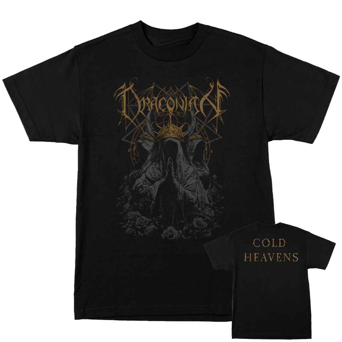 Camiseta Draconian Cold Heavens Band 100% algodão com estampa gráfica masculina e feminina, top de verão para streetwear