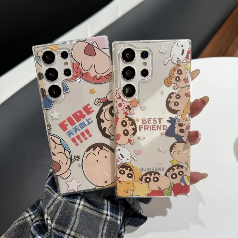 

Funny anime Cute snot Boochan Crayon Shin-chan Phone Case For Samsung S22 S22 S23 S24 S30 S25 Ultra Plus Note10 20 Holder Cover