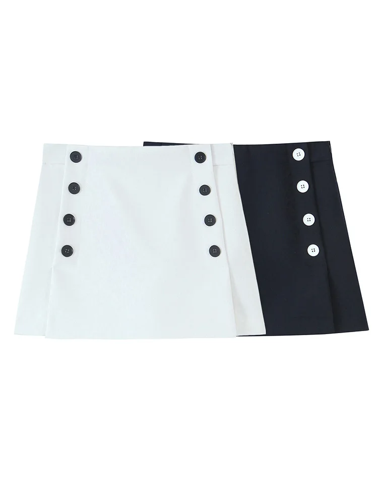 

KUCLUT Women Fashion With Button Solid Side Zipper Mini Skirts Shorts Vintage High Waist Female Chic Lady Shorts