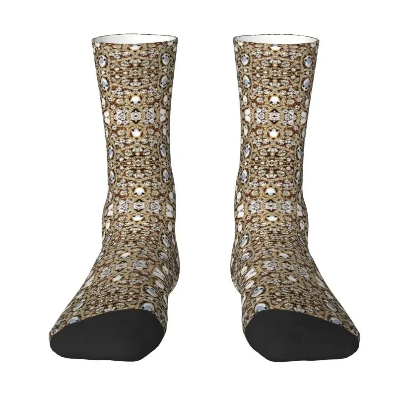 

Funny Print Jewelry Gemstone Silver Socks Stretch Summer Autumn Winter Glitter Rhinestones Diamonds Crew Socks