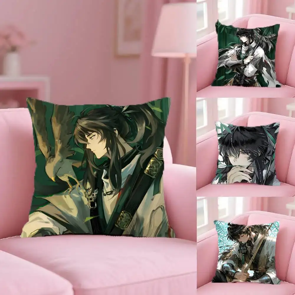 

W-Wuthering W-WavesSS Pillow Case Anti-dustmite Pillowcase Invisible Zipper Silky Short Plush Sofa Cushion Cover