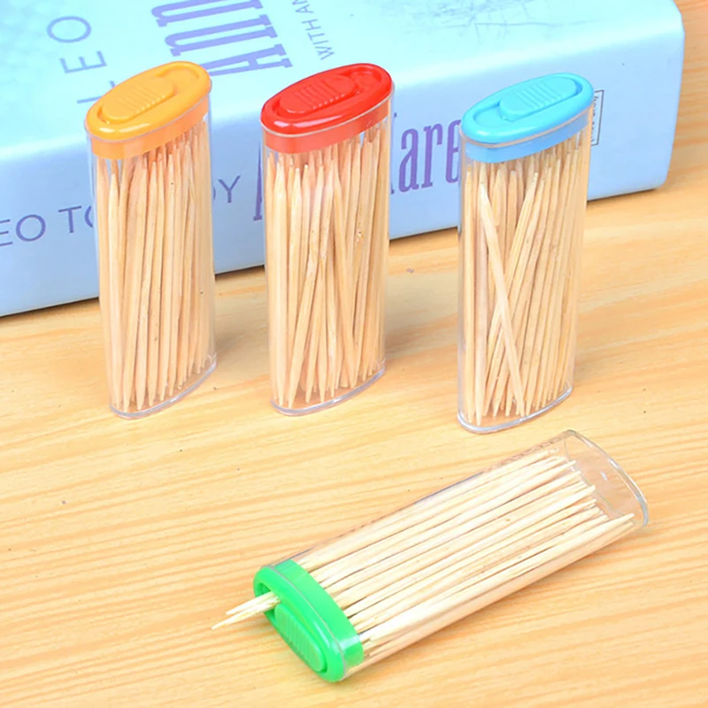 50Pcs/set Natural Bamboo Toothpicks With Box, Portable Disposable Tooth Picks Household Living Room Food Fruits Toothpicks