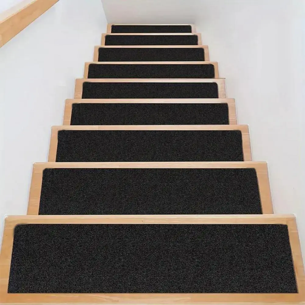 Fade-resistant Stair Carpet Stair Mat for Wood Stairs Non-slip Self Adhesive Stair Mat Set Washable Wear-resistant for Safety