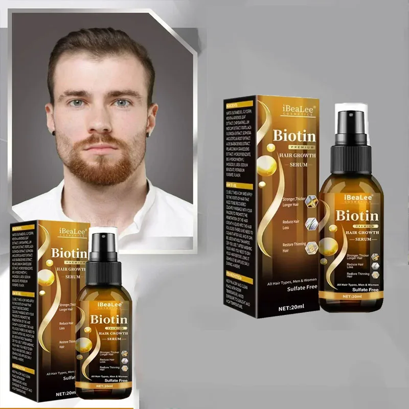 Biotin Serum Anti rambut, semprotan rambut cepat Serum mencegah kebotakan untuk kulit kepala, jenggot, produk perawatan kecantikan rambut