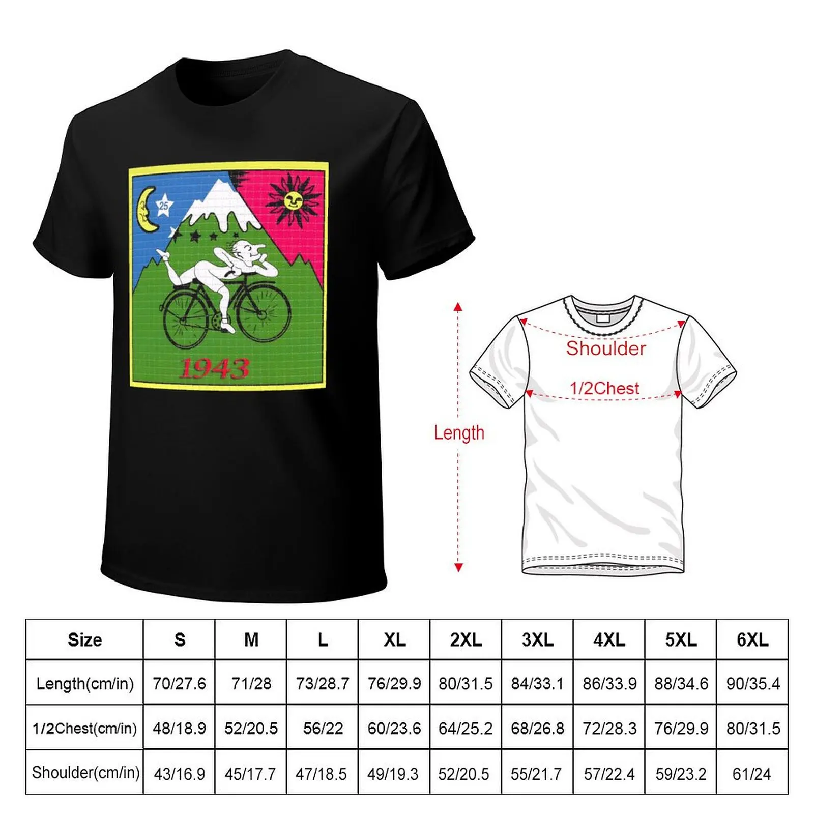 Lsd albert hofmann bicycle day T-Shirt Vintage Print Crew Neck Tee