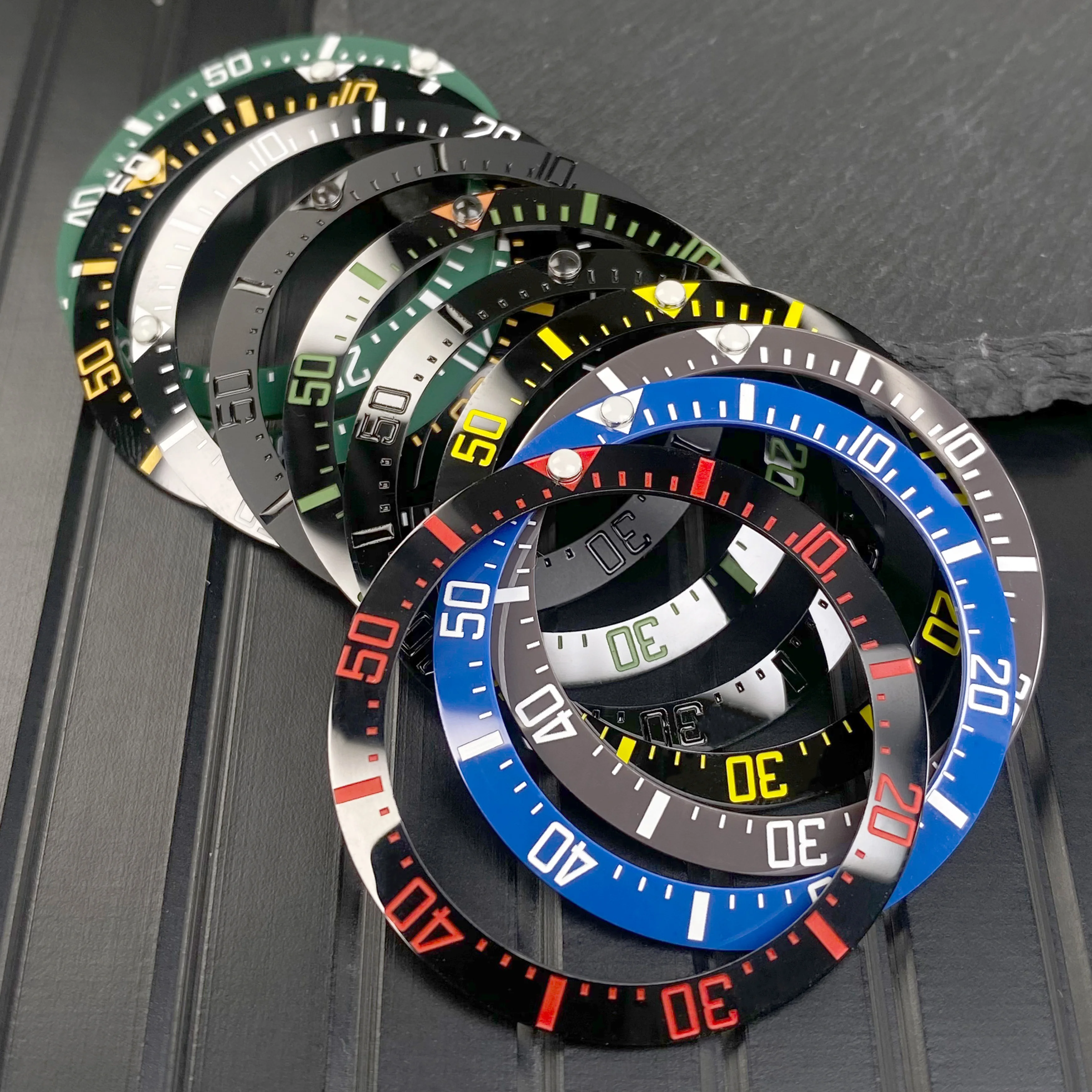 38mm Ceramic Bezel SEA NH35 case Accessories with ICE Blue/Green Luminous Fit 40mm Diving Watch Case watch accessories