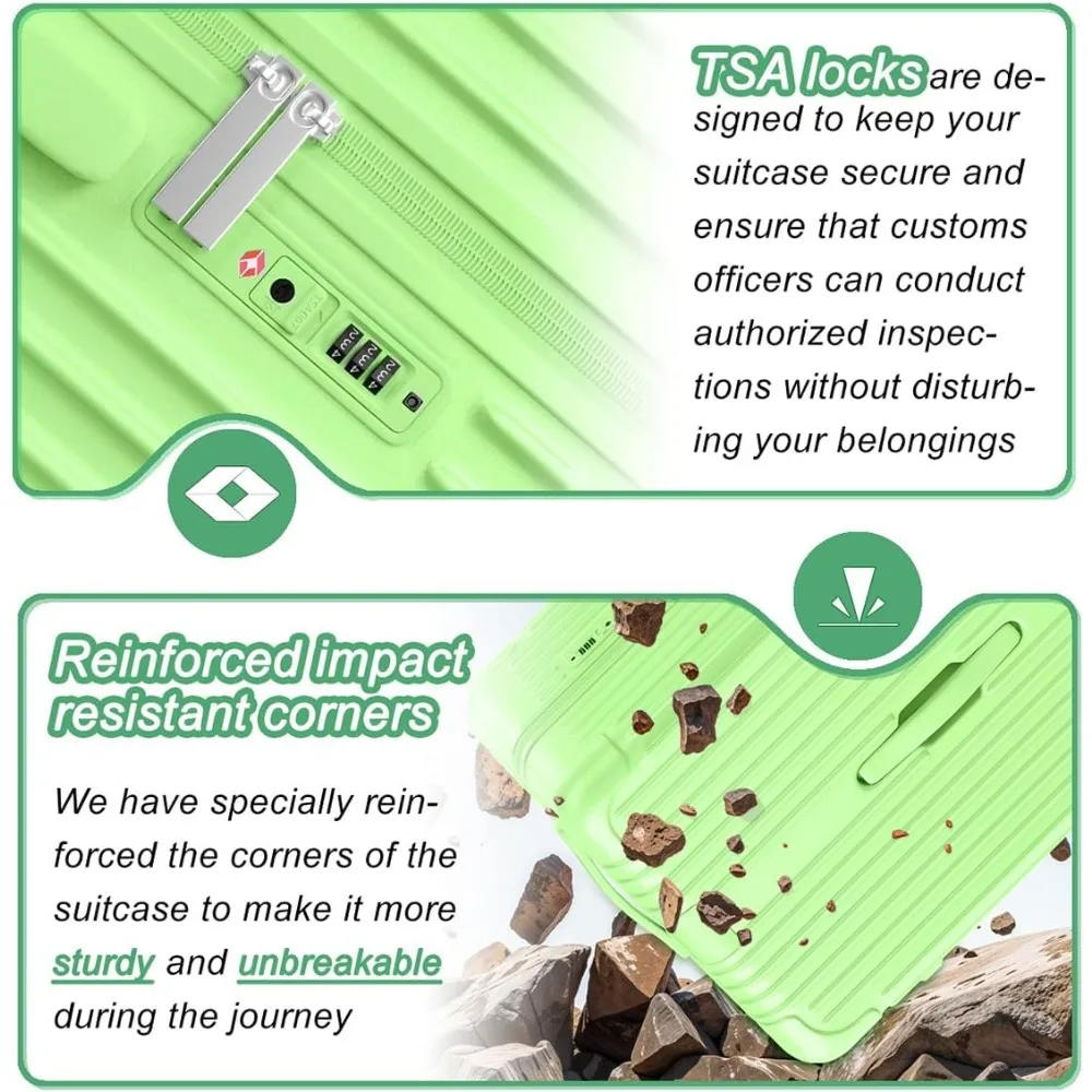 Maleta giratoria de doble rueda con puerto USB, portavasos, cerradura TSA, equipaje rígido de PC + ABS, 28 pulgadas para viajes