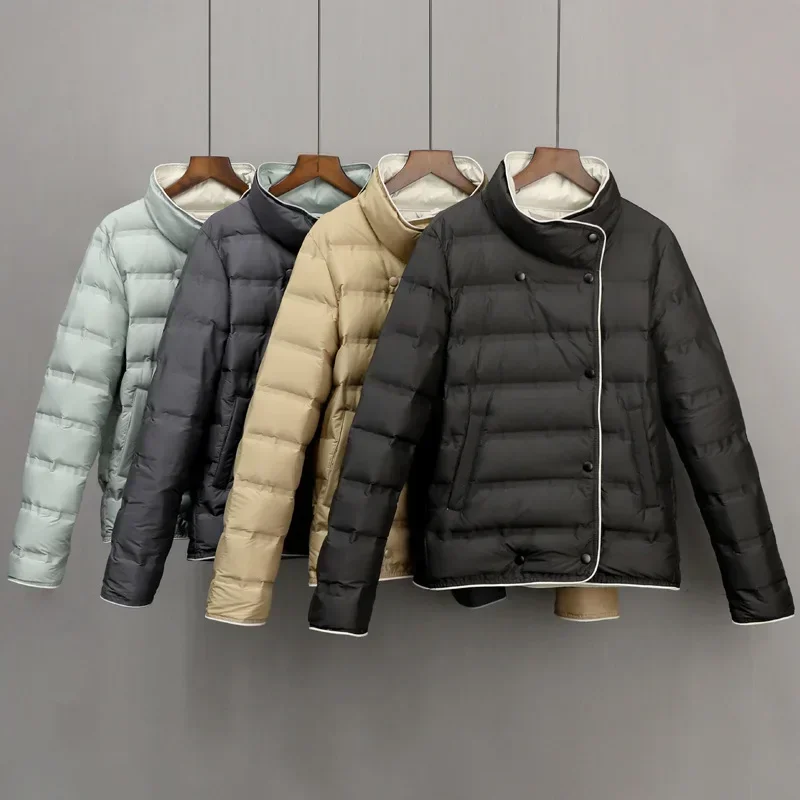 Top Grade Women Fashion Short Korean Down Jackets 2024 New Arrival Autumn Winter White Duck Down Female Warm Down Coats