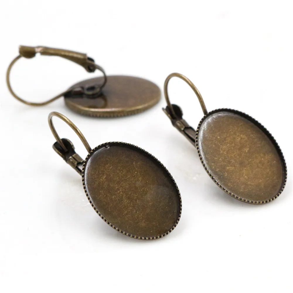 13X18 Mm 10 Stks/partijen 7 Kleuren Plated Franse Lever Terug Oorbellen Blank/Base, fit 13X18 Mm Ovaal Glas Cabochons
