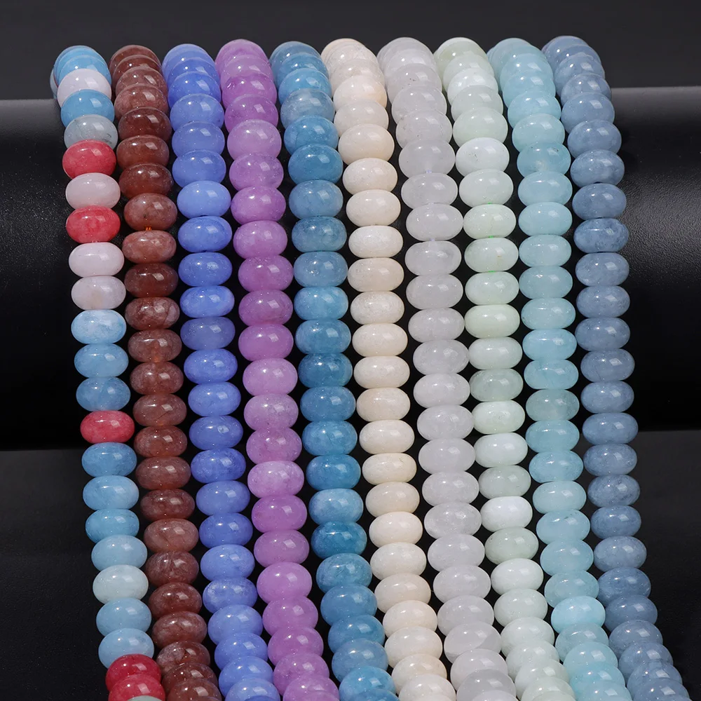 Colorful Chalcedony Stone Beads 5x8mm Natural Rondelle Shape Loose Spacer Drum Bead For Jewelry Making Bracelet Necklace DIY