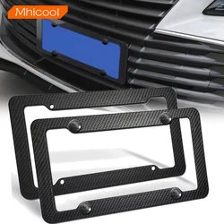 2 PC Carbon Fiber License Plate Frame-Black Plastic Front & Rear Car Tag Holder Cover For Men/ Women,With Mount Hardware,Screws