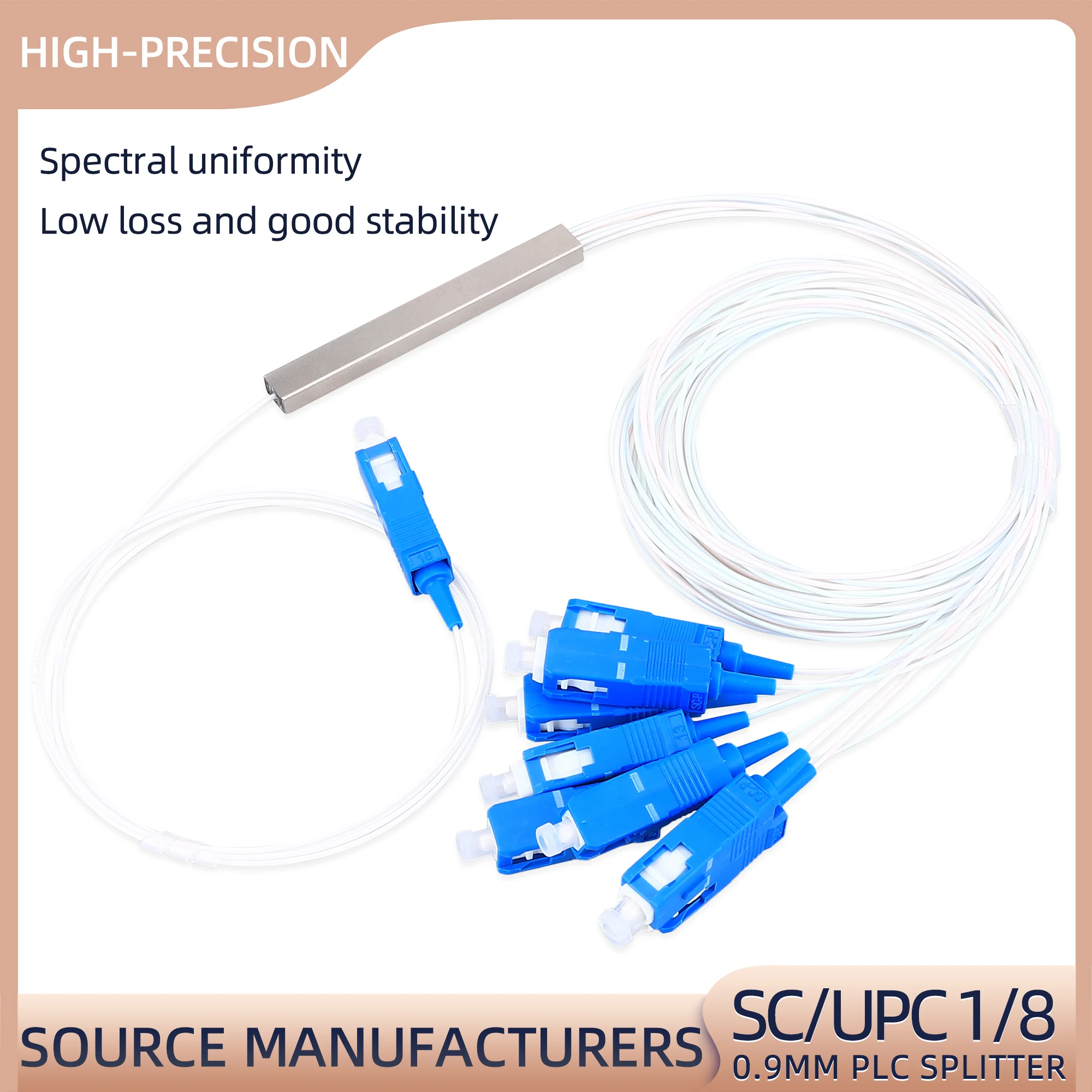 SC/UPC 1x8 Single Mode PLC Micro Fiber Optic Splitter