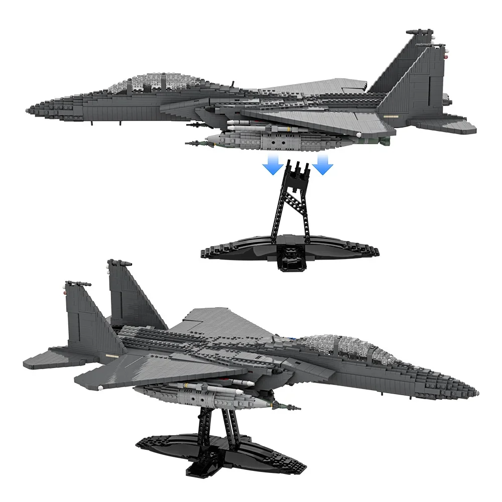 

MOC Mcdonnell Douglas F-15E Eagle Building Blocks Sets US Military Fighter Aviation Bomber Brick Toys Adult Gift