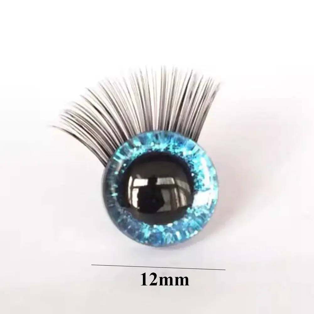 1 Pair 12mm 10 Colors Glitter Crystal Eyes Crafts with Eyelash Bear Animal DIY Dolls Puppet Accessories Stuffed Toys Parts