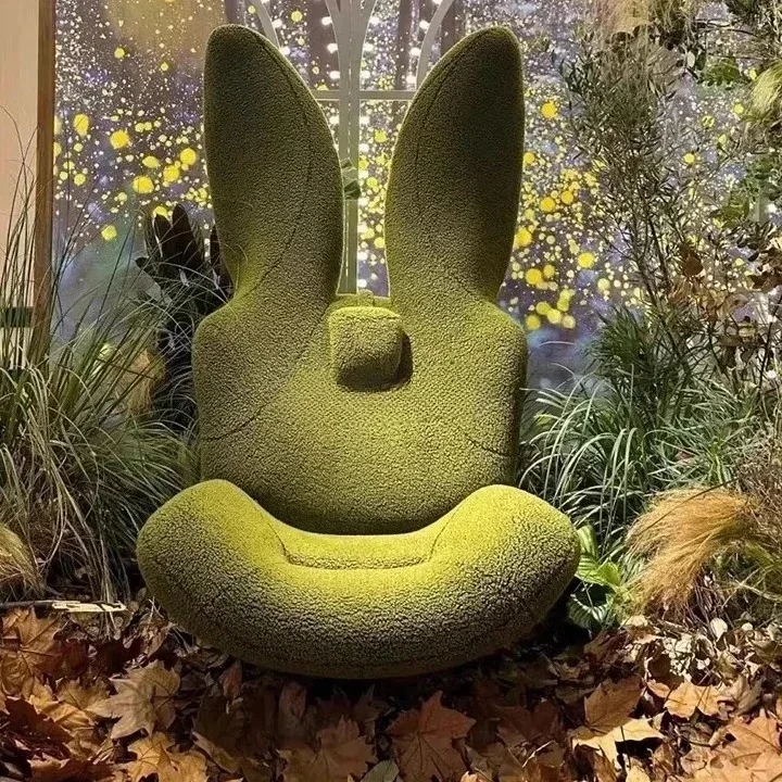 Green rabbit armrest fiberglass special-shaped leisure chair creative soft decoration simple