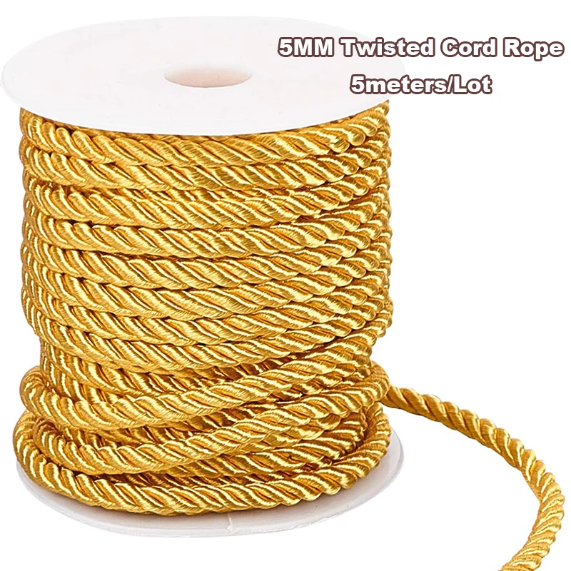 5MM skręcony sznurek wykończenia rzemiosła dekoracyjna lina poliestrowa ręcznie robione sznurki do szycia rzemiosła tapicerka Home Decor 5m