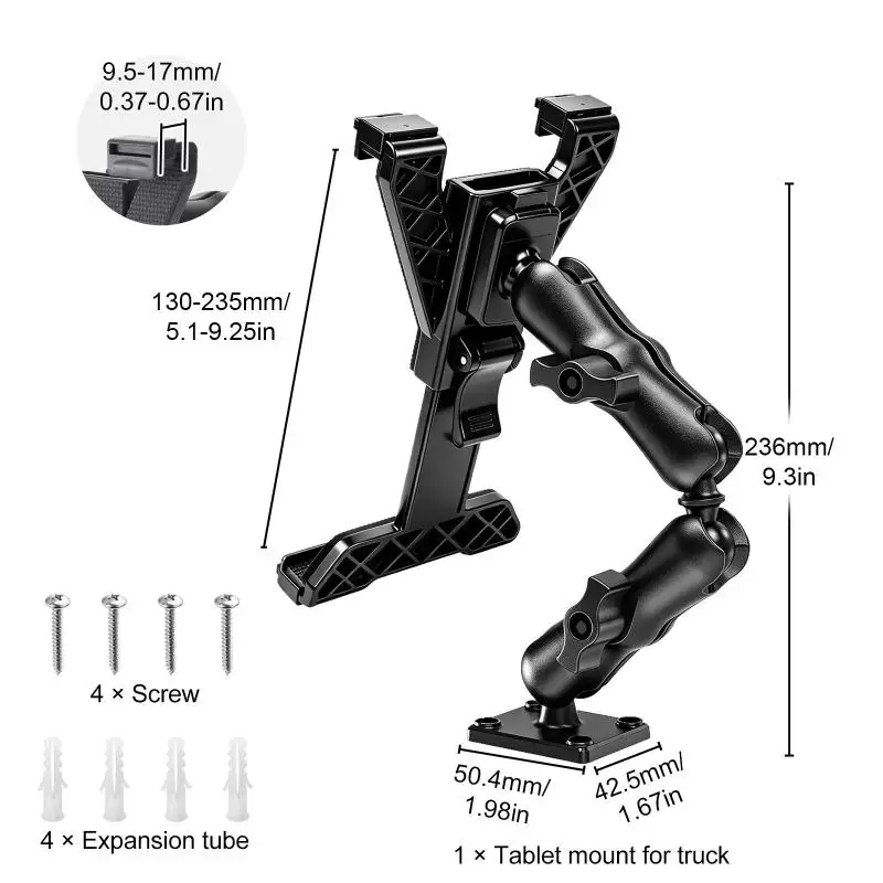 Foldable Tablet Holder Screw‑Base Adjustable Arm Sturdy Wall Desk Mount Multi‑Angle Bracket for 7‑11.5 Inch Smart Devices