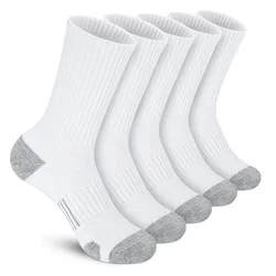 5 Pairs Men's Athletic Socks Sport Running Calf Socks Performance Cushioned Breathable Outdoor Crew Socks for Men Women