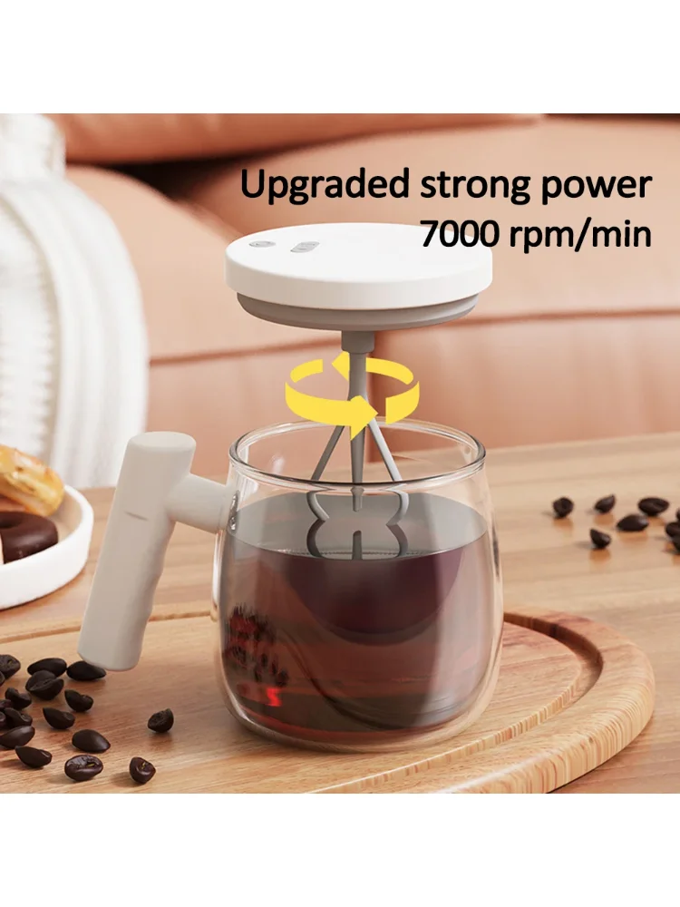 400ML Glass Electric Self-stirring Coffee Mug with Handles High-Speed Mixing Mug for Coffee Milk Tea Rechargeable Cup For Home