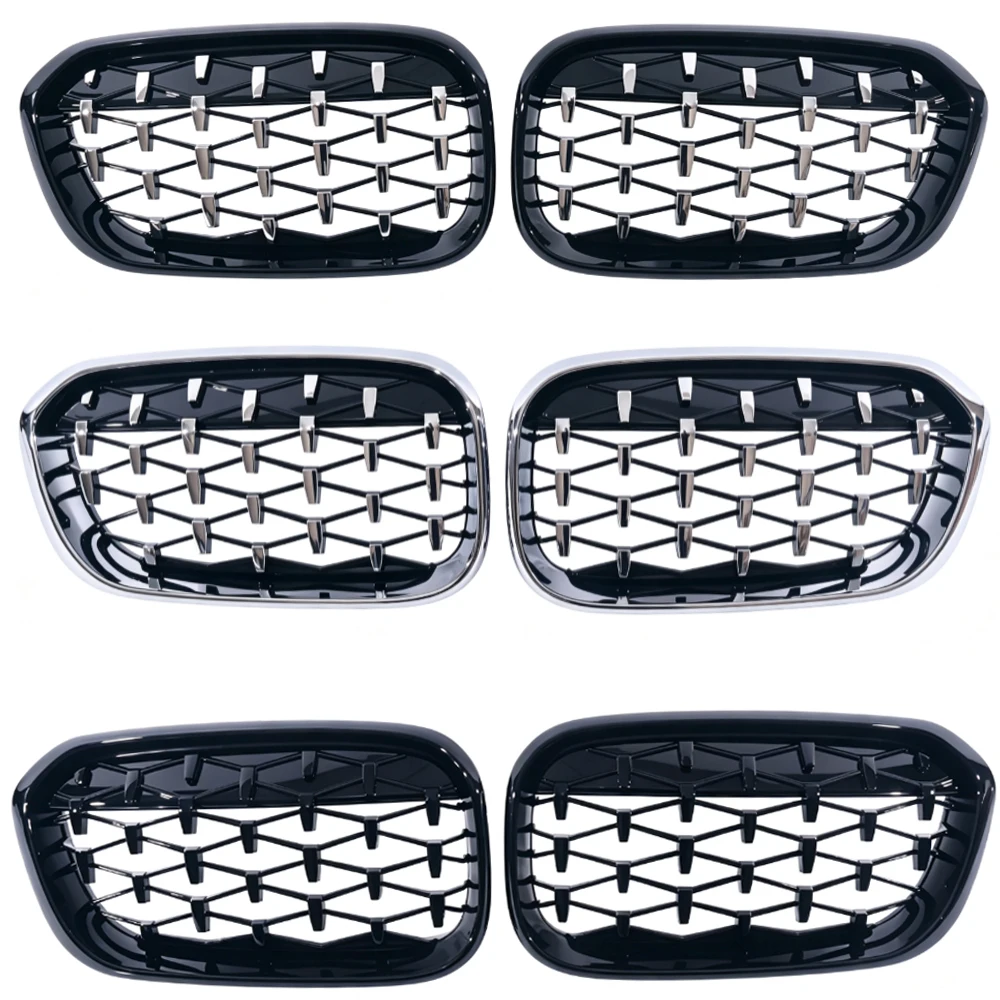 Diamond Style Kidney Grille For BMW 1 Series F20 F21 LCI 2015-2019 Gloss Black All Chrome Grill High Grade Chrome Plating