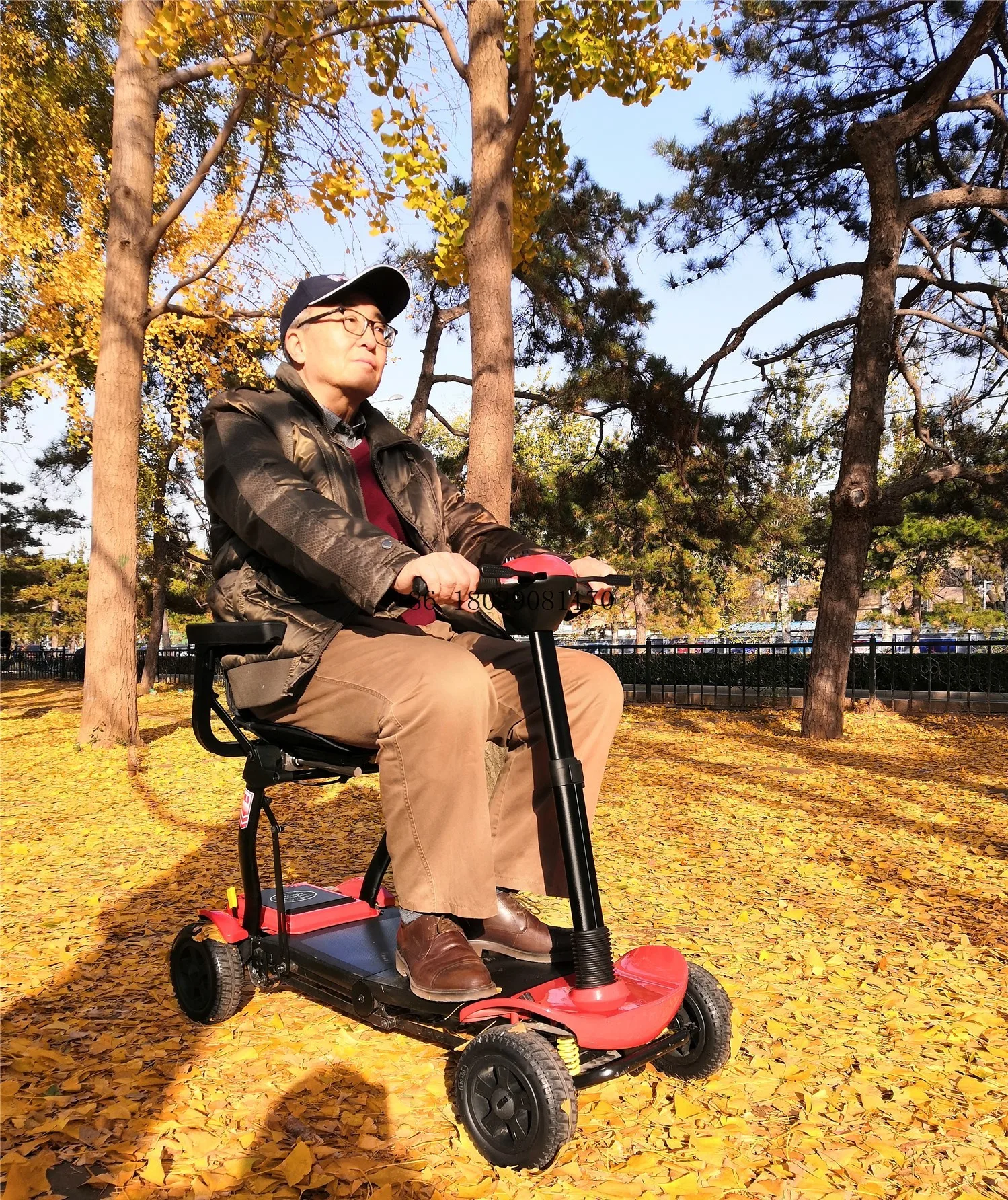 Folding Electric Mobility Scooter with Bag for Elderly Handicapped Foldable Scooter 4 Wheel Adult Auto