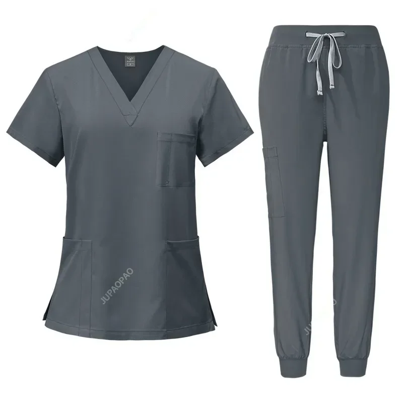 New Scrubs Set Medical Uniforms Stretch Scrub Tops With Pocket Pants Nurse Uniform Doctor Surgery Overalls Beauty Salon Workwear