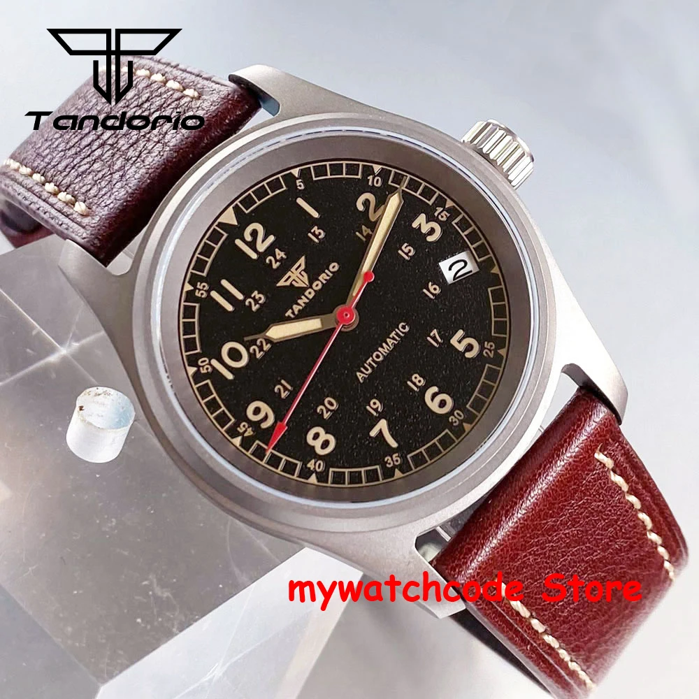 Tandorio 36mm T2 Titanium Pilot Watch for men 20BAR Dive mechanical watches Japan NH35A Automatic Movement Sport Clock