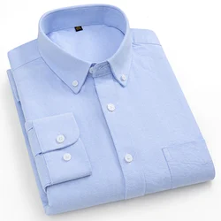 New 100% Cotton Oxford Men Striped Plaid Shirts Male Business Casual High Quality Long sleeve Shirt for Men Button Shirt S-7XL
