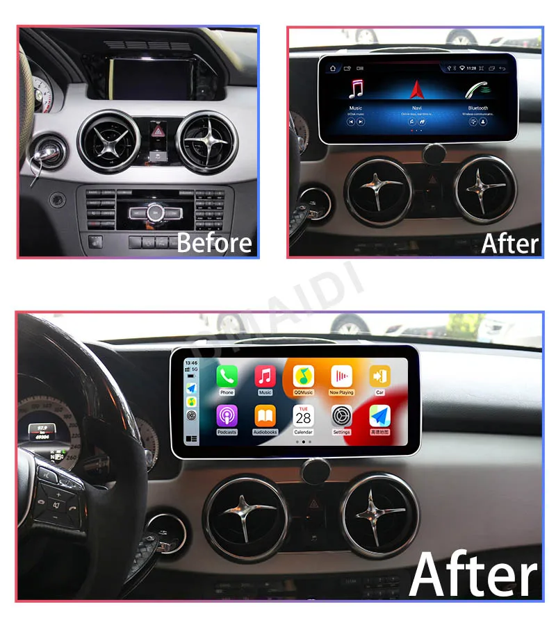 Android13 Car Multimedia Player GPS Radio Stereo Video AUTO Apple Carplay For Mercedes GLK Class X204 RHD Factory Price 4G WIFI