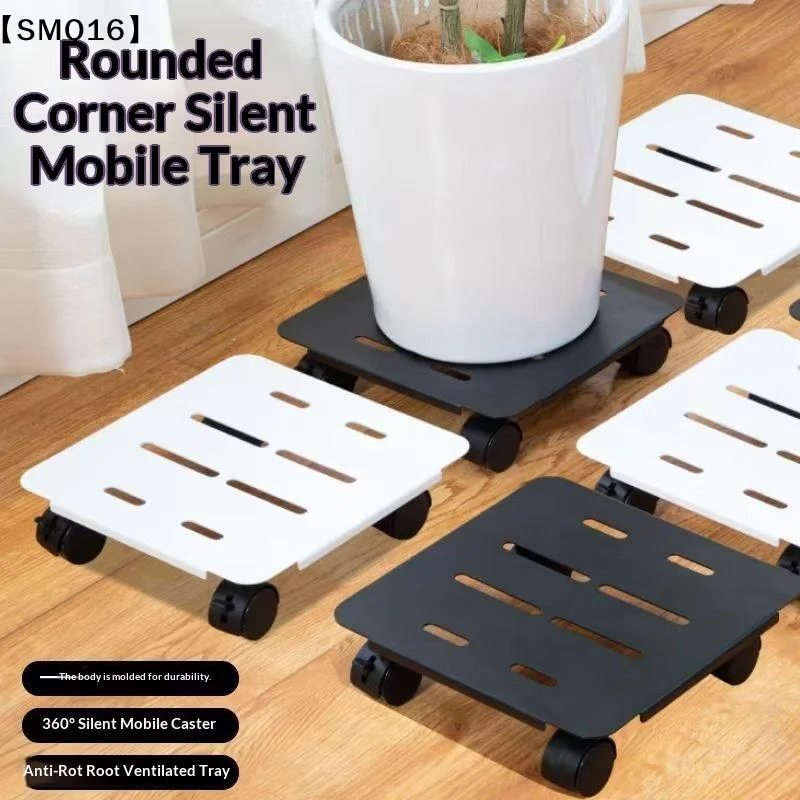 Mobile Plant Pot Tray With Wheels For Heavy Plants Indoor Plant Stands Outdoor Plant Mobile Trolley【SMQ】