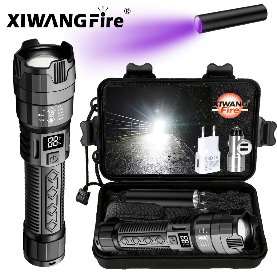 High Power Led Flashlights OutdoorTactical Torch w/ Battery Rechargeable Torch Light for Camping Fishing Emergency Zoom Lantern