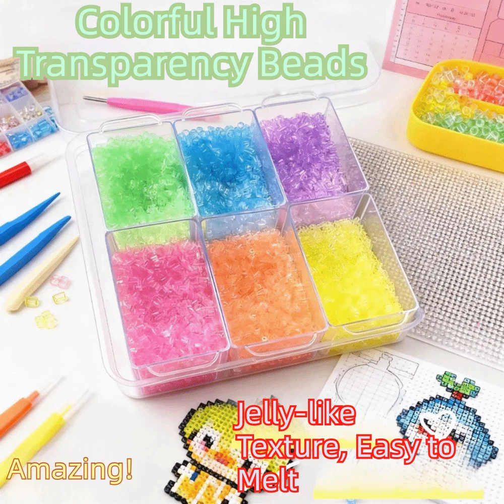 New High-Transparency Handmade DIY Perler Beads 2.6mm Handmade Glass-Colored Perler Bead Heat Press Transparent Perler Beads
