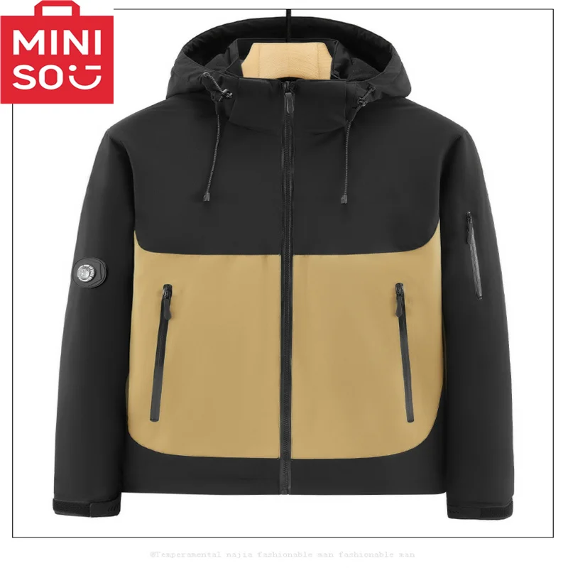 

MINISO большой размер осень и зима Мужская штурмовая куртка, Повседневная Уличная Мужская куртка с плюшевой хлопковой курткой, Толстая куртка
