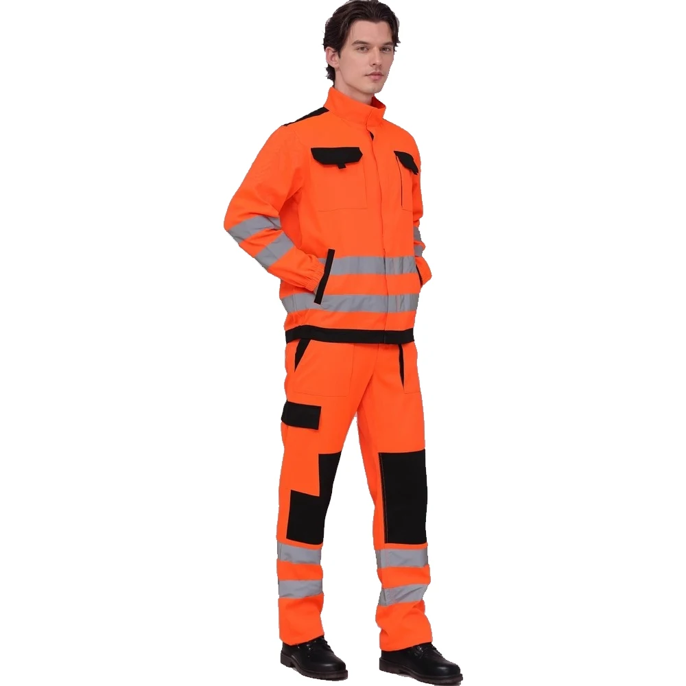 Men's Work Protective Clothing Suit Road Construction Workwear Jacket and Pants Set Labor Protective Clothes