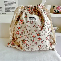 Floral Pattern Drawstring Bags Sports Bag Paisley Flowers Flores Tulips Leaves Draw String Women Adults Packaging Storage Pouch