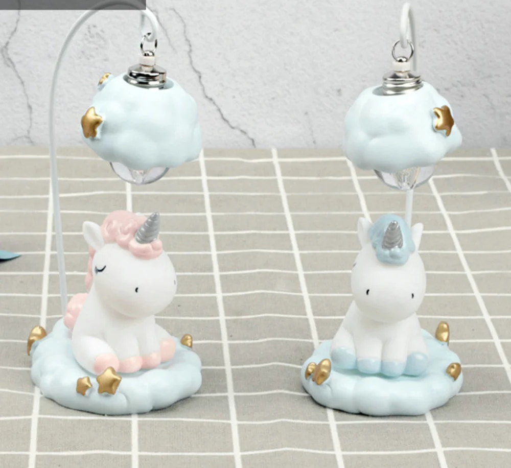 Luz Led de noche con diseño de unicornio para niños y niñas, lámpara de mesa con bonito dibujo animado, color rosa y azul, ideal para regalo,