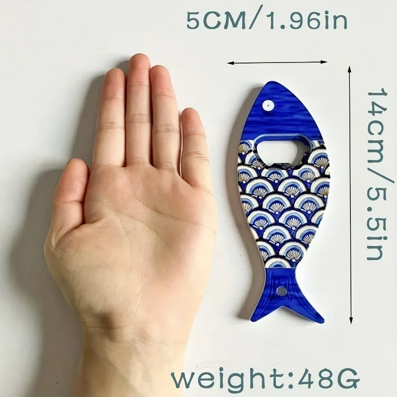 1Pc Embossed Gold Stamping Fridge Magnet Fish Shape Bottle Opener Melamine Material Strong 3D Effect Home Decor Craft