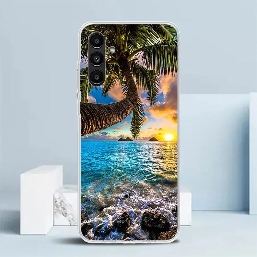 Summer Beach Sunset Sea Palm Tree Phone Case For Samsung Galaxy A15 A14 A13 A12 A55 A54 A53 A52 A35 A34 A33 A32 A25 A24 A23 A22