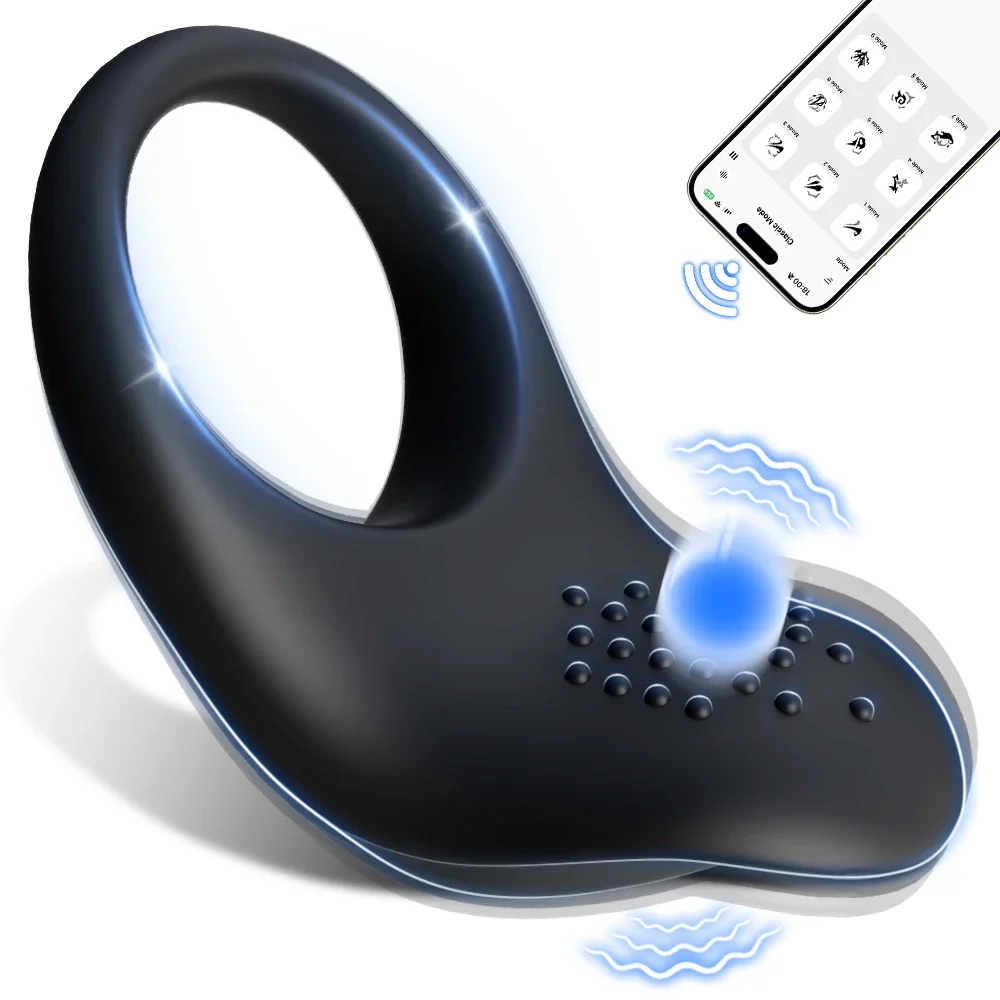 الاهتزاز خاتم الديك ذكر القذف تأخير APP التحكم حلقة القضيب G-بقعة البظر محفز الكبار زوجين لعبة الجنس #1