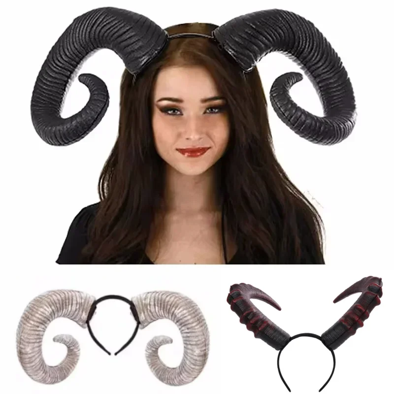 Halloween Headband Hairband Cow Sheep Horn Animal Curved Horn Devil Long Horn Carnival Masquerade Gothic Lolita Cosplay Props