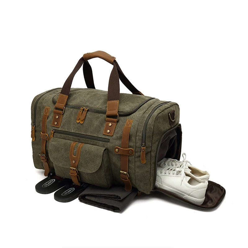 Casual canvas travel gym bag wet and dry luggage bag