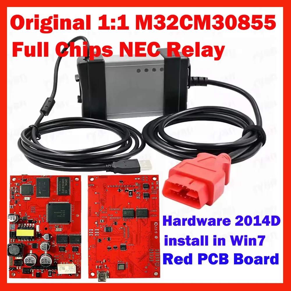 Original 1:1 M32CM30855 Red PCB For DICE 2014D PRO EWD Full Chips Protocols Multi-Language OBD2 Scanner Car Diagnostic Tool