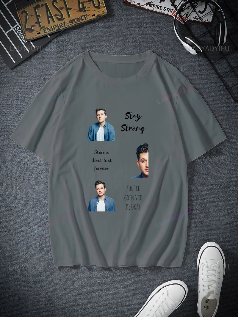 Charlie Puth Classic Poster Print T-shirt, Unisex Everyday Casual Streetwear, Spring/summer Fashion Crew-neck Cotton Shirt