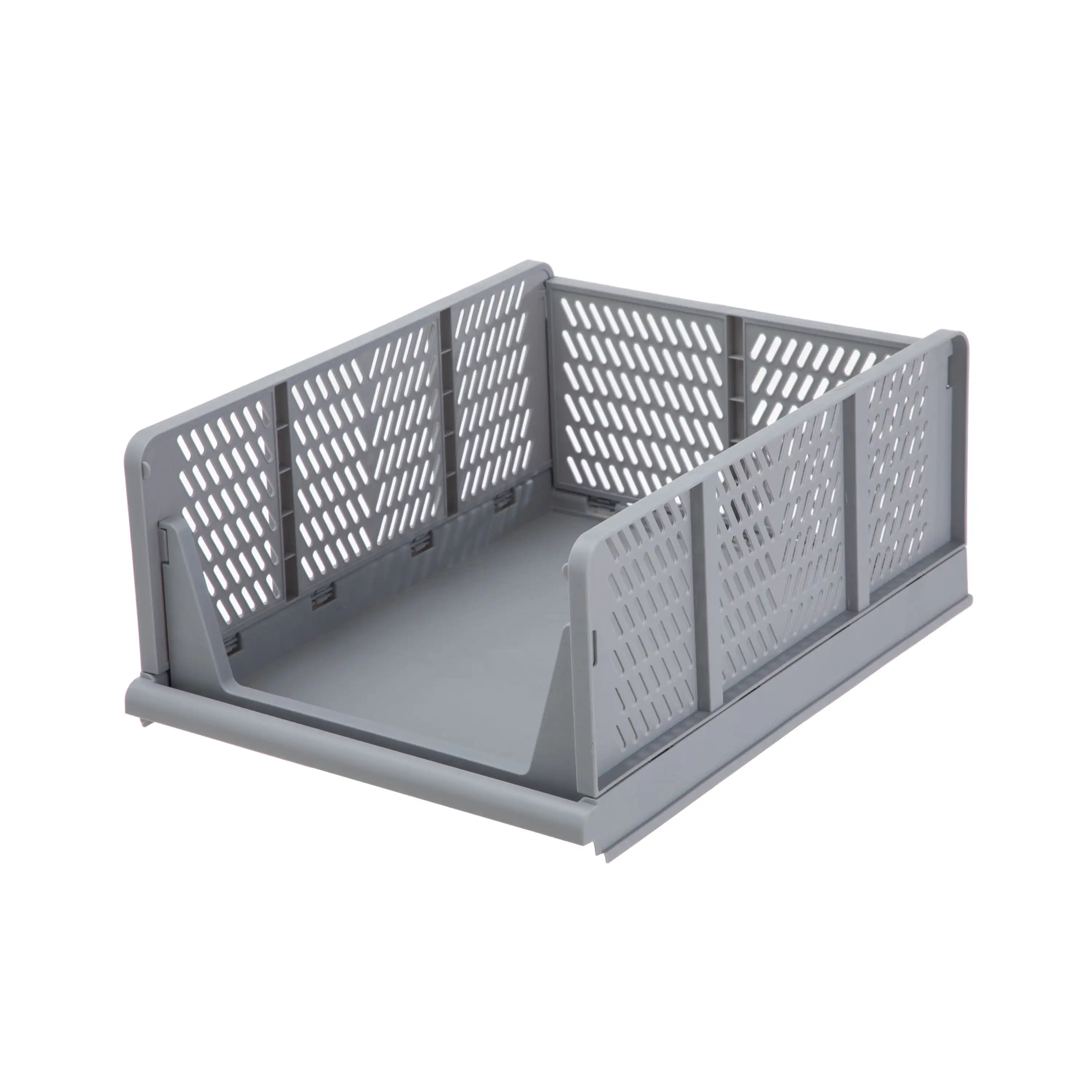 

Grey Plastic Storage Bin for Kids, 13x17x1.3 in, Stackable & Collapsible
